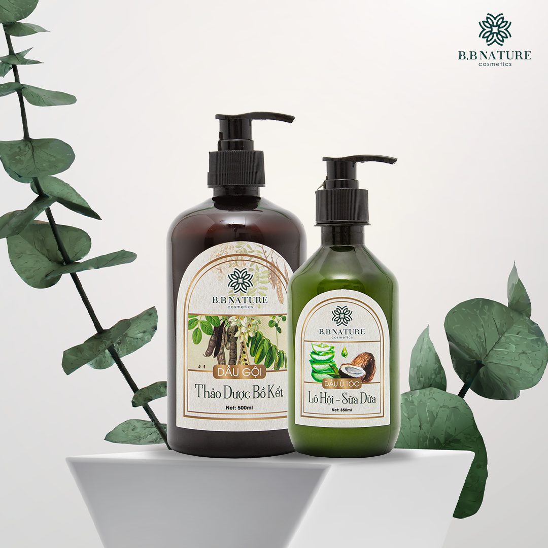 COMBO DẦU GỘI THẢO MỘC BỒ KẾT 500ML + DẦU Ủ LÔ HỘI SỮA DỪA 350ML - B.B NATURE-02
