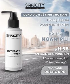 Dung dịch vệ sinh cho nam làm sạch ngăn mùi Men Stay Simplicity Hair & Body Advanced Intimate Wash 80ml