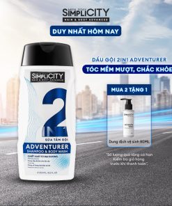 Dầu gội 2 in 1 giúp tóc mềm mượt, chắc khỏe Men Stay Simplicity Hair & Body Advanced Adventurer 250ml