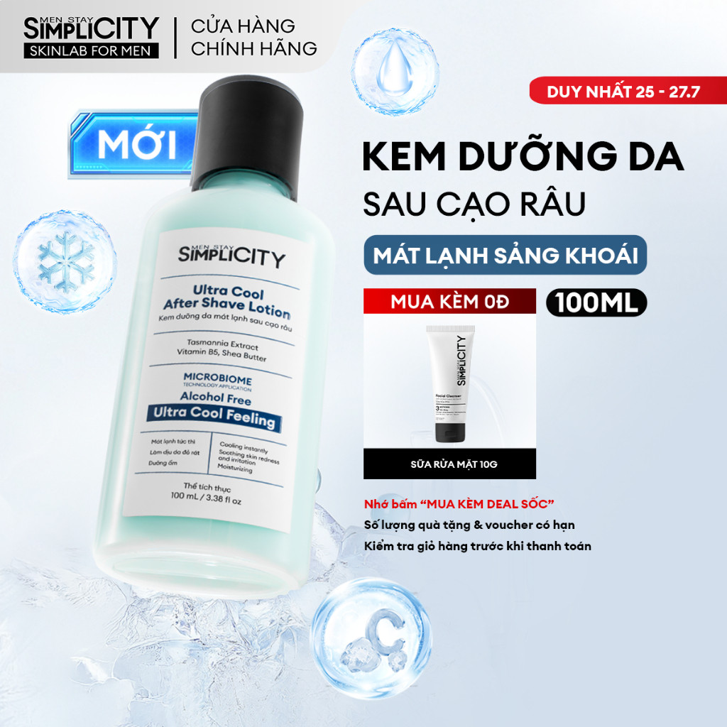 Kem dưỡng da mát lạnh sau cạo râu Men Stay Simplicity Ultra Cool After Shave Lotion 100ml