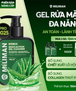 Sữa Rửa Mặt Nam Da Dầu MILIMAN 150ML, Bổ Sung Chiết Xuất Lô Hội Và Collagen Thuỷ Phân